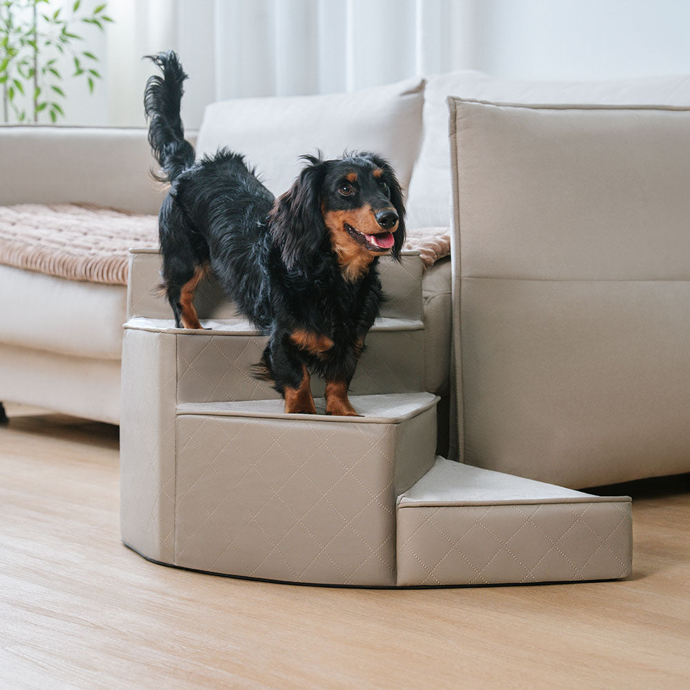 Luxe Water-repellent Faux Leather Removable Spiral Pet Stairs - Pet-Friendly Bedroom
