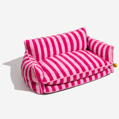 Trendy Striped Faux Lambswool Double Layer Dog & Cat Sofa Bed - Home Office