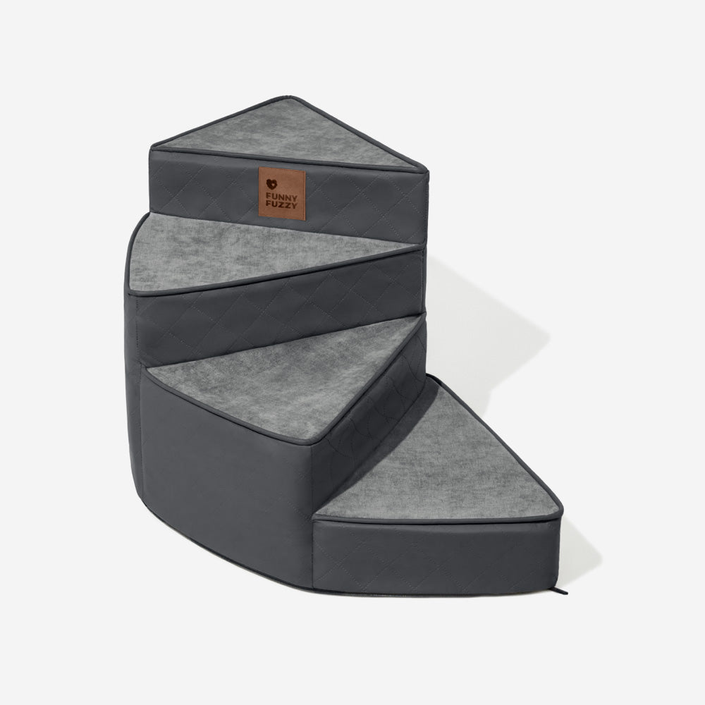 Luxe Water-repellent Faux Leather Removable Spiral Pet Stairs - Pet-Friendly Bedroom