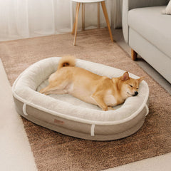 Deluxe Faux Leather & Plush Removable Orthopaedic Donut Dog Bed - WarmNest