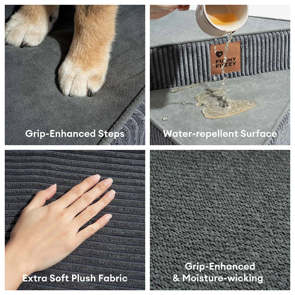 Cozy Corduroy Joint-Friendly Removable Spiral Pet Stairs - Pet-Friendly Bedroom