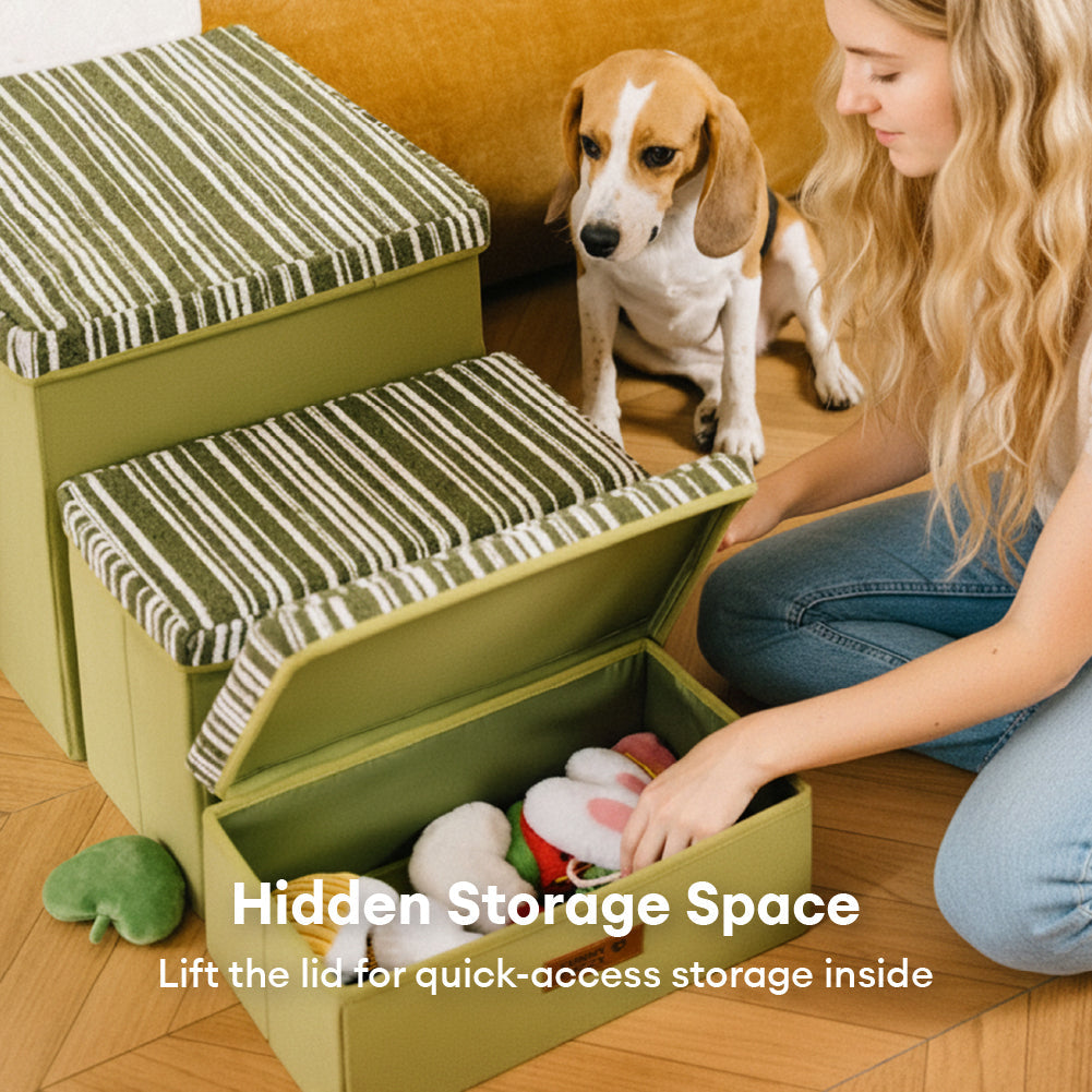Foldable Dog Stairs with Storage and Condo Dog Steps - Funnyfuzzy SnugNest