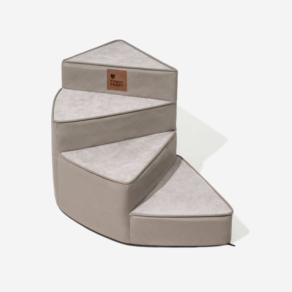 Luxe Water-repellent Faux Leather Removable Spiral Pet Stairs - Pet-Friendly Bedroom