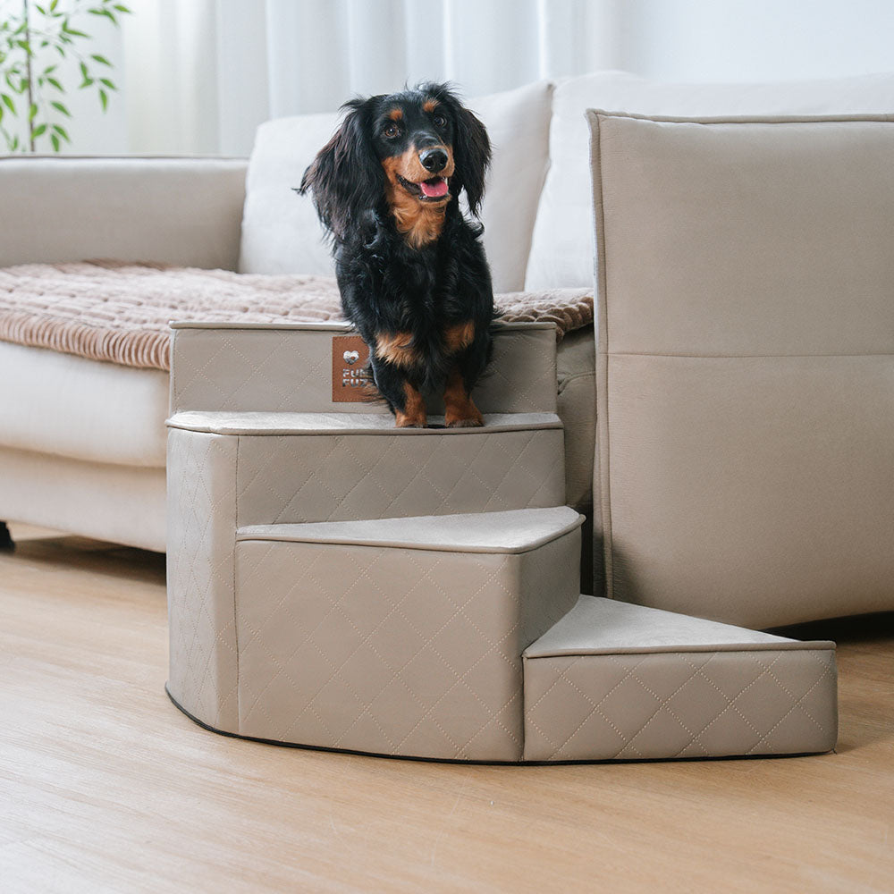 Luxe Water-repellent Faux Leather Removable Spiral Pet Stairs - Pet-Friendly Bedroom