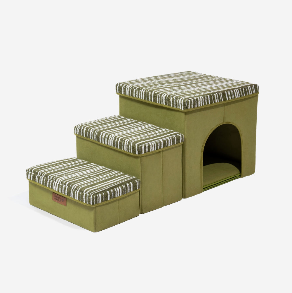 Foldable Dog Stairs with Storage and Condo Dog Steps - Funnyfuzzy SnugNest