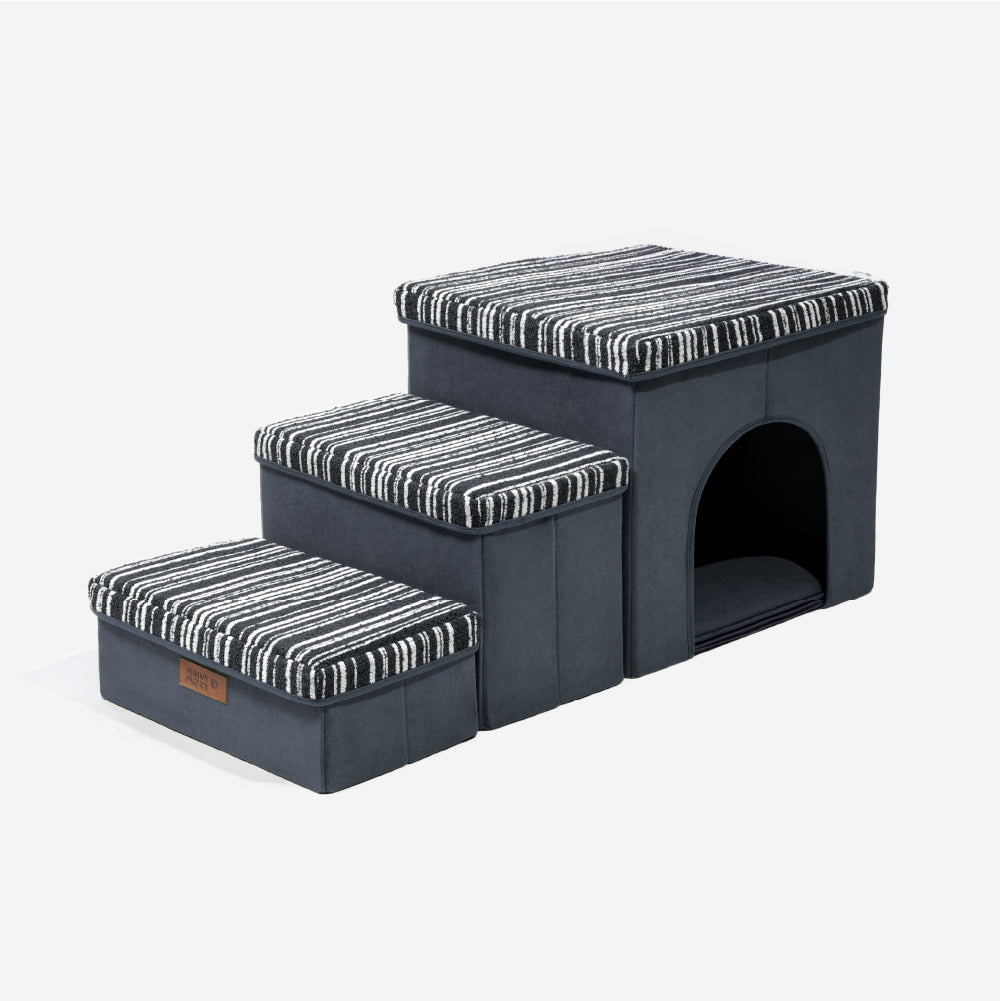 Foldable Dog Stairs with Storage and Condo Dog Steps - Funnyfuzzy SnugNest