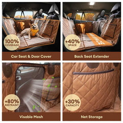 Premium Faux Leather Water-repellent Hammock Dog Car Seat Cover - RideProtector