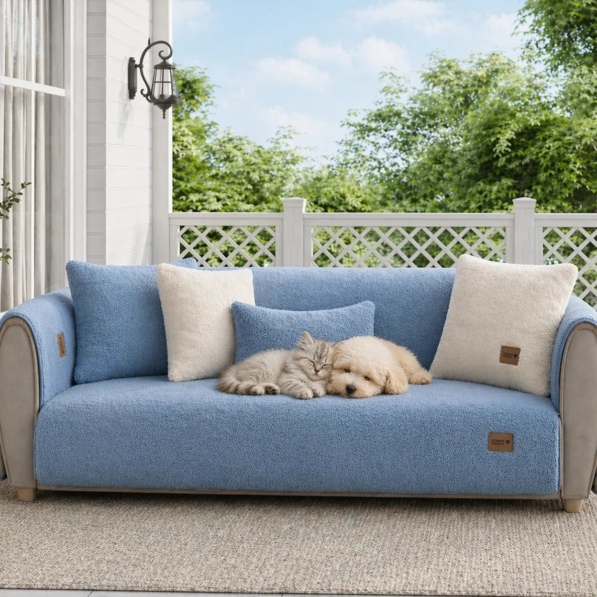 Sherpa Fleece Non-Slip Outdoor Garden Sofa Cover
