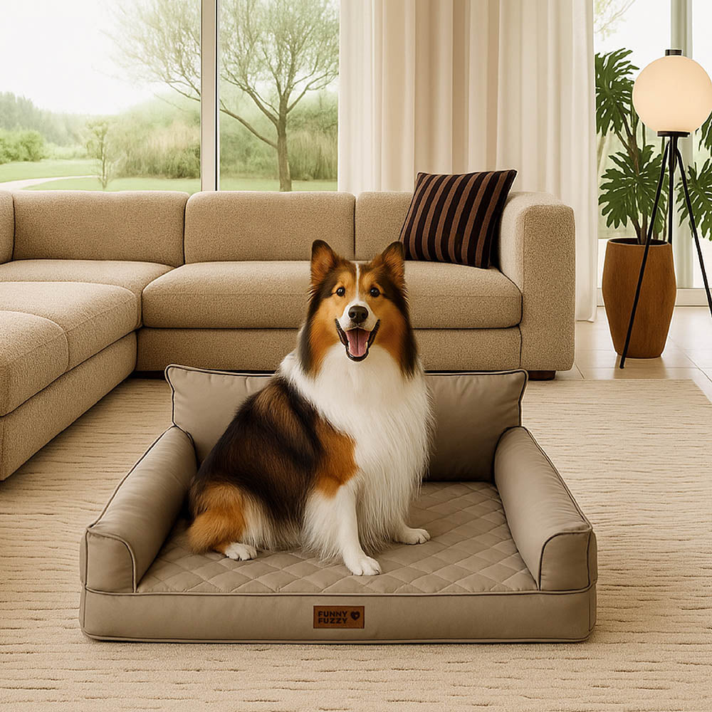 Luxe Faux Leather Foldable Orthopedic Outdoor Large Dog Bed