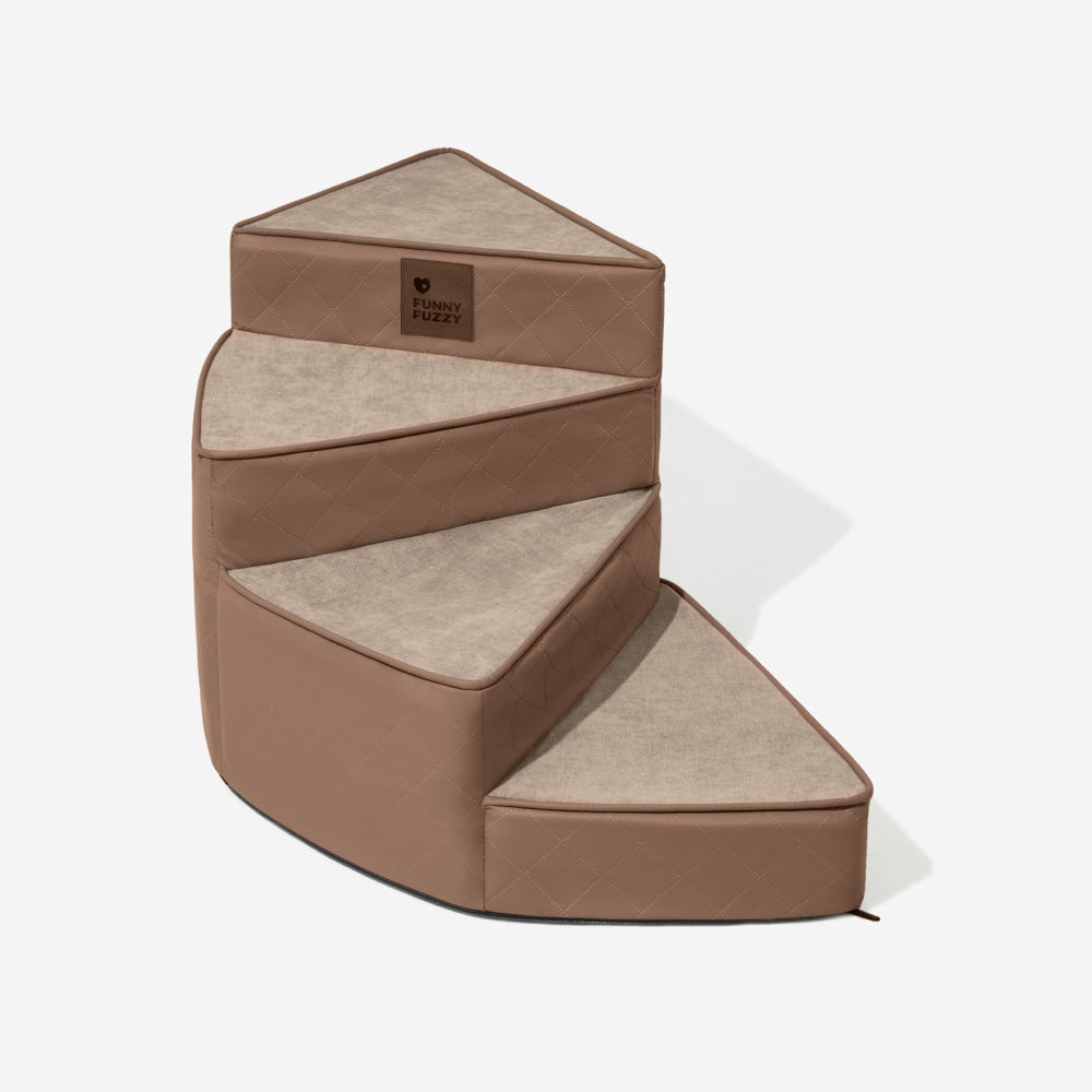 Luxe Water-repellent Faux Leather Removable Spiral Pet Stairs - Pet-Friendly Bedroom