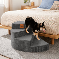Cozy Corduroy Joint-Friendly Removable Spiral Pet Stairs - Pet-Friendly Bedroom