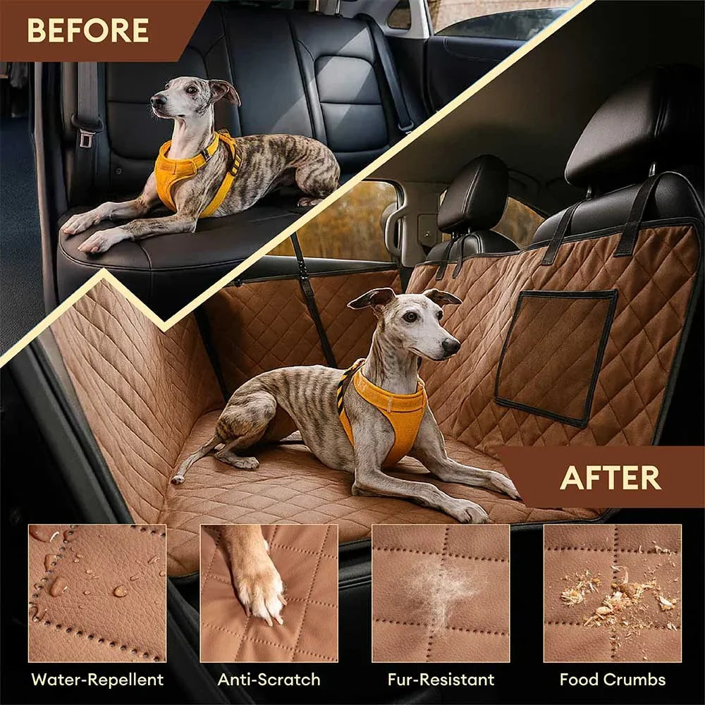 Premium Faux Leather Water-repellent Hammock Dog Car Seat Cover - RideProtector