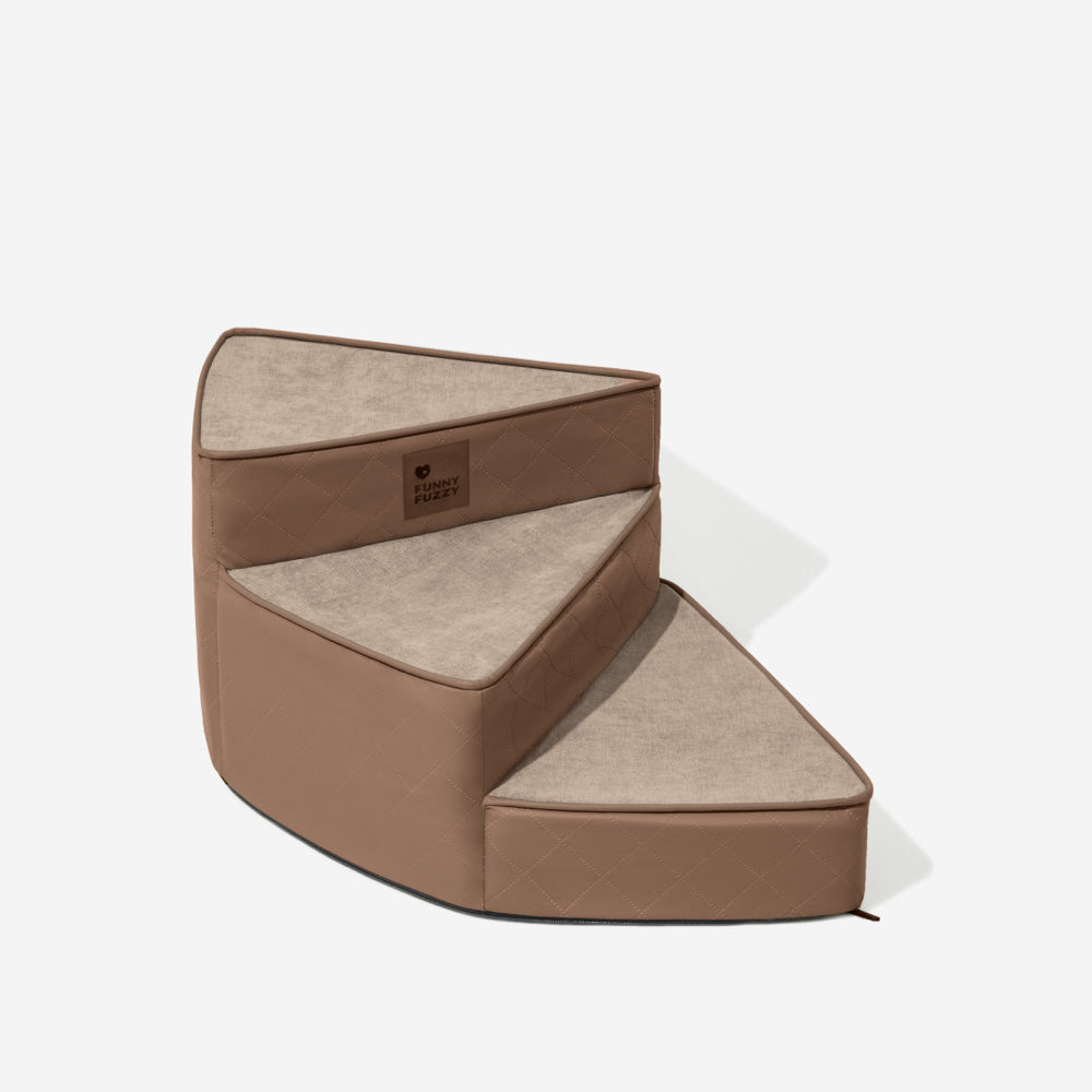 Luxe Water-repellent Faux Leather Removable Spiral Pet Stairs - Pet-Friendly Bedroom