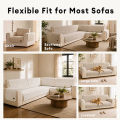 Furry Striped Sofa Protection Non-Slip Couch Cover - Solid