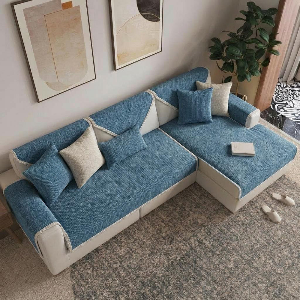 Waterproof Antimicrobial Simple Chenille Fabric Anti-scratch  Corner Couch Cover