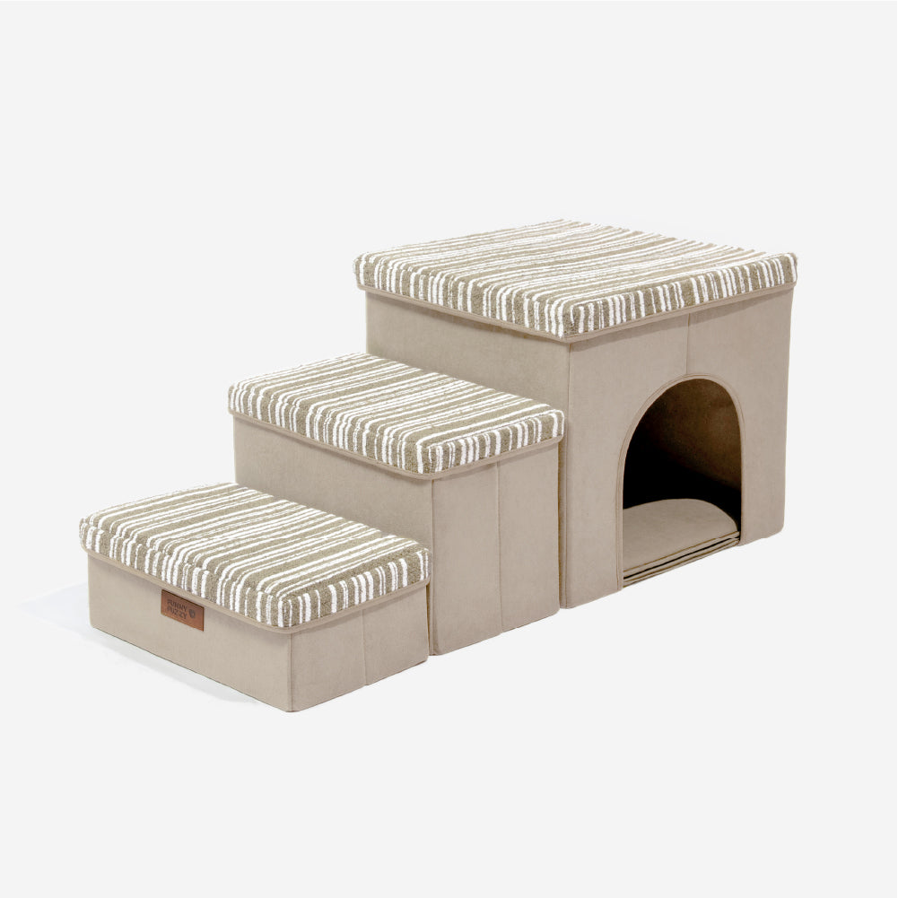 Foldable Dog Stairs with Storage and Condo Dog Steps - Funnyfuzzy SnugNest