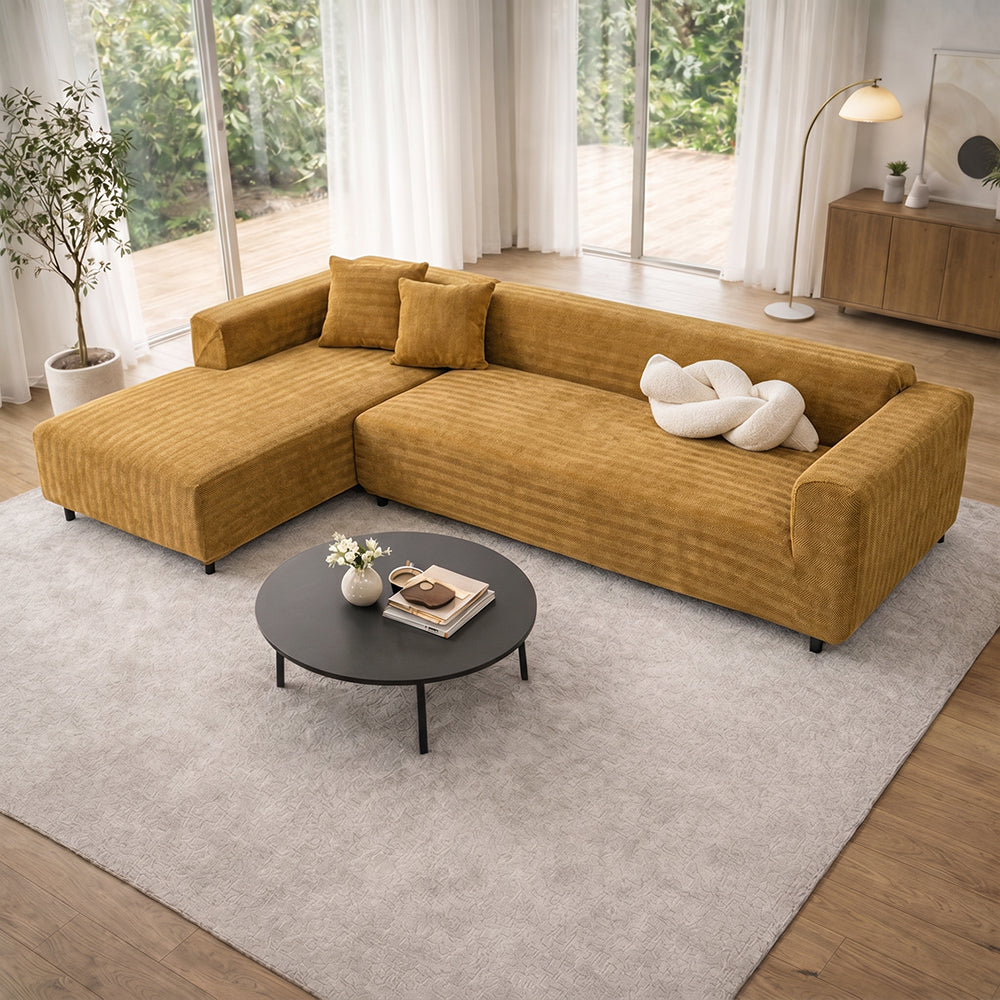 Herringbone Full Coverage Scratch-Resistant Sofa Protection Magic Stretch  Corner Couch Cover