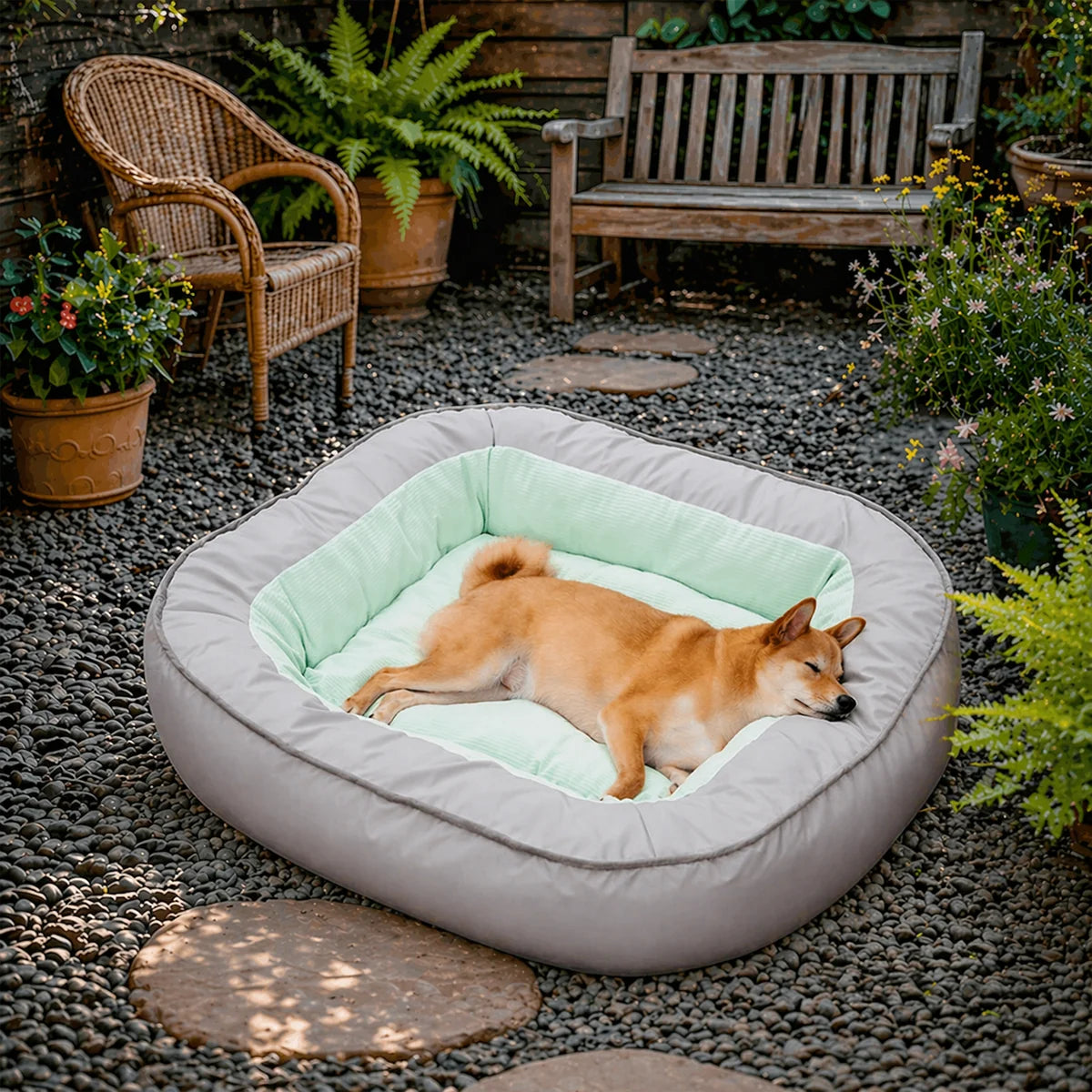 Waterproof Non-stick PU Leather Scratch-resistant Full Support Garden Outdoor Dog Bed