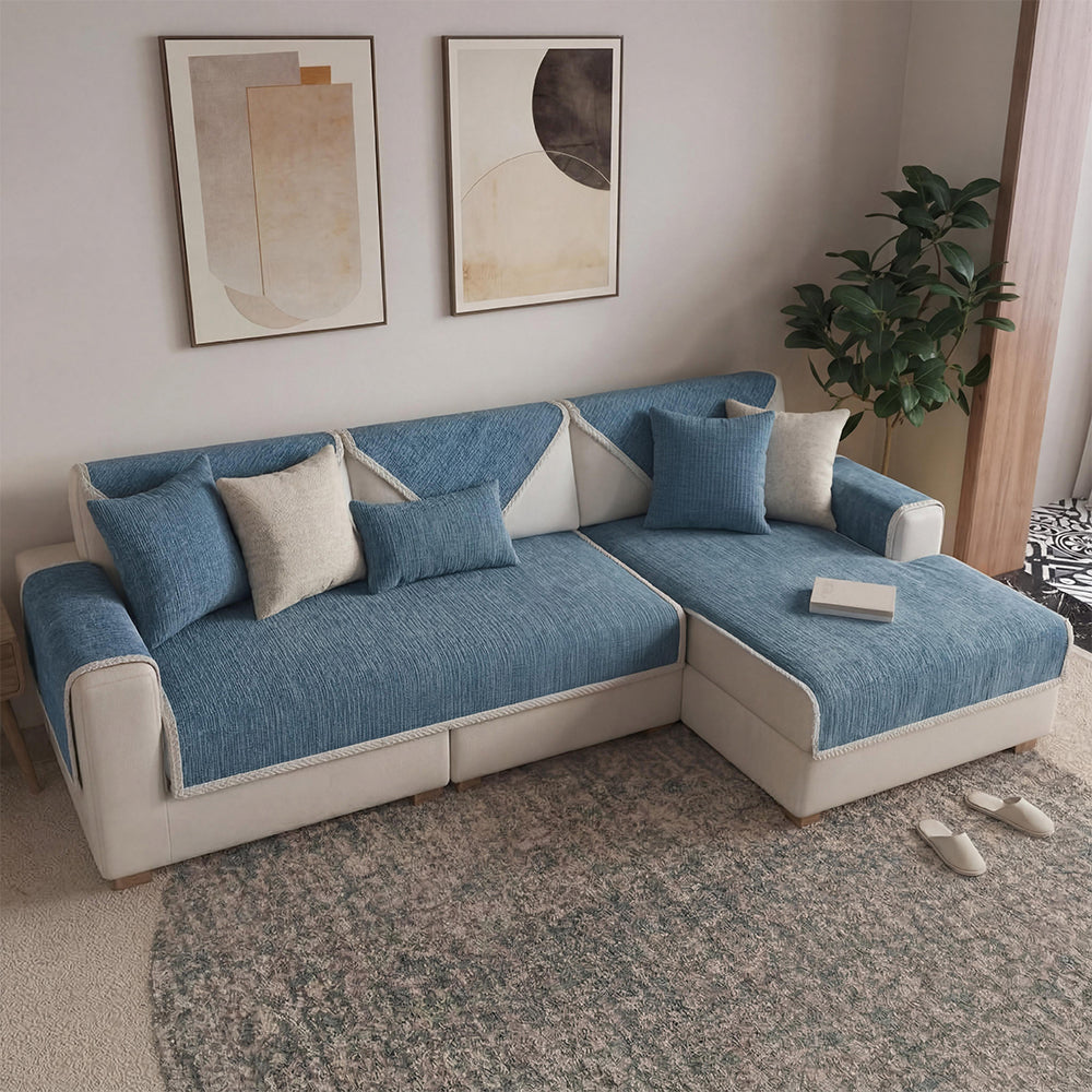 Waterproof Antimicrobial Simple Chenille Fabric Anti-scratch  Corner Couch Cover