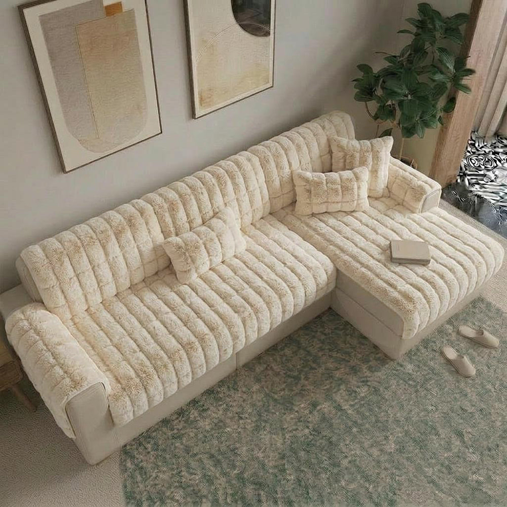 Water-resistant Fluffy Soft Furniture Protector Corner Couch Cover-EverDry