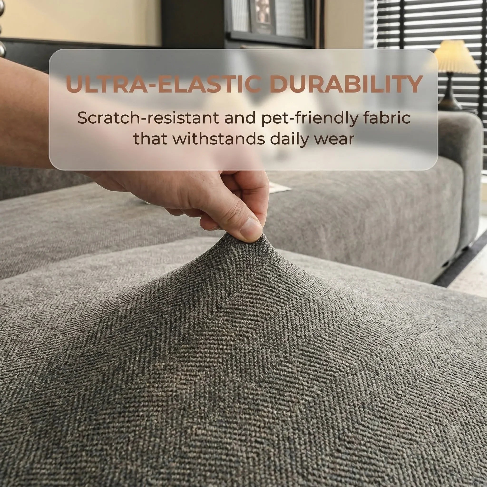 Herringbone Full Coverage Scratch-Resistant Sofa Protection Magic Stretch  Corner Couch Cover