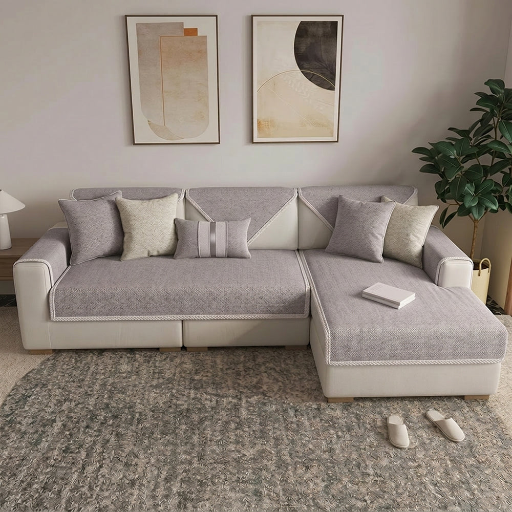 Breathable Woven Cotton Linen Non-Slip Corner Couch Cover