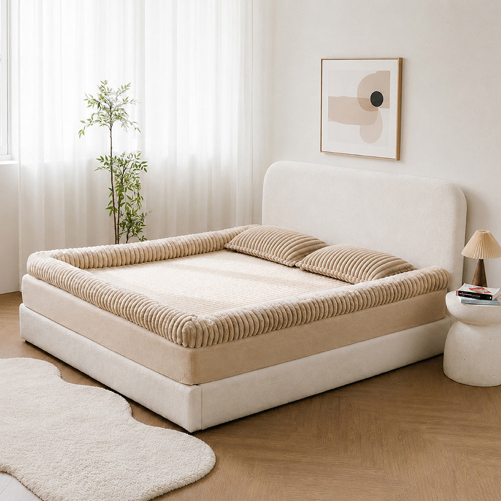 Plush Ribbed Bolster Fitted Sheet Mattress Cover - Cozy Nest
