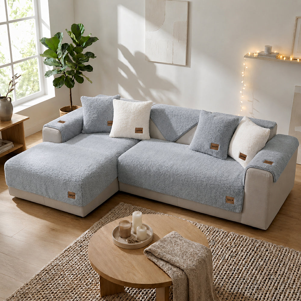 Thick Fuzzy Sherpa Fleece Non-Slip Corner Sofa Cover