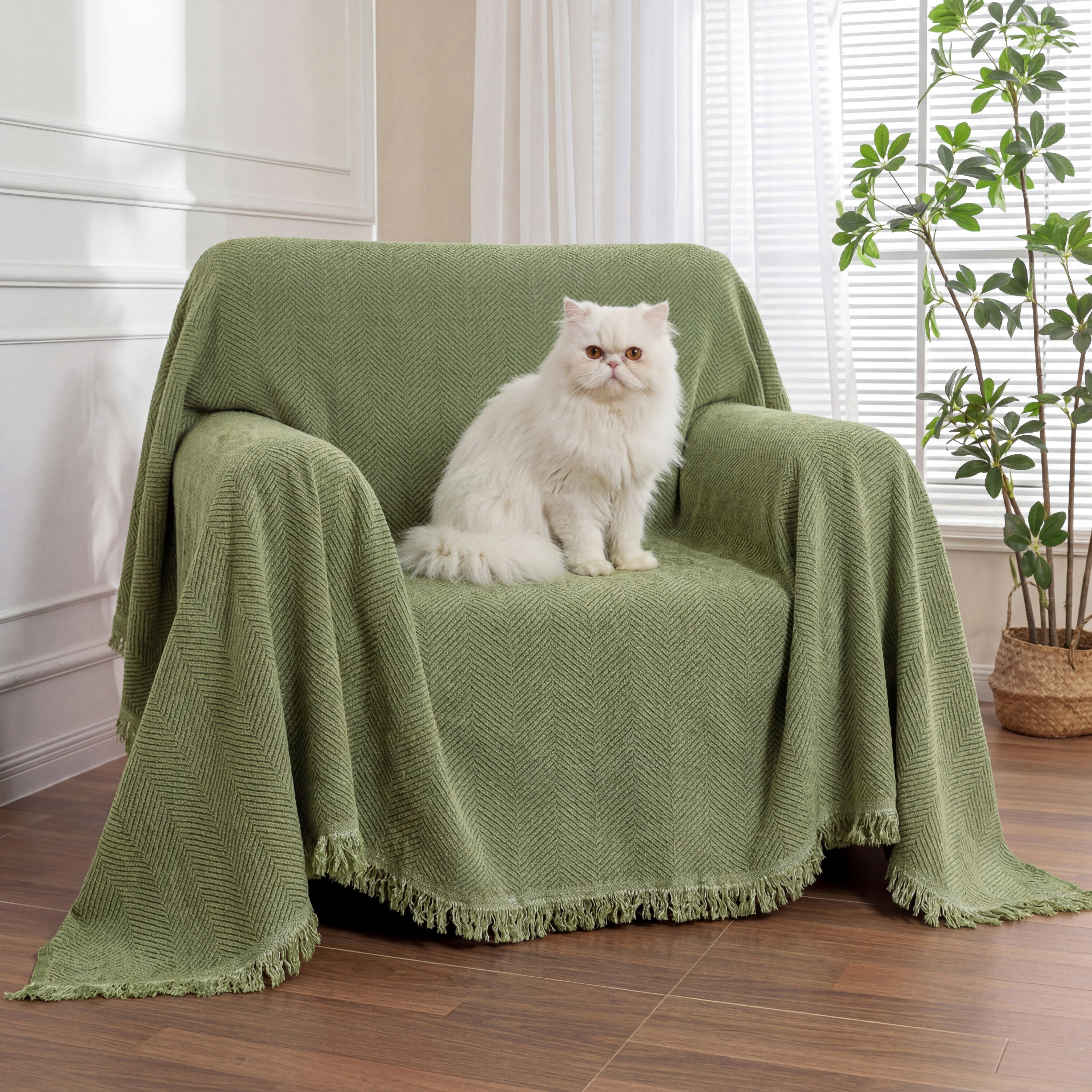 Chenille Blanket Herringbone Tassel Sofa Cover Sofa Throw Blanket Armchair Cover