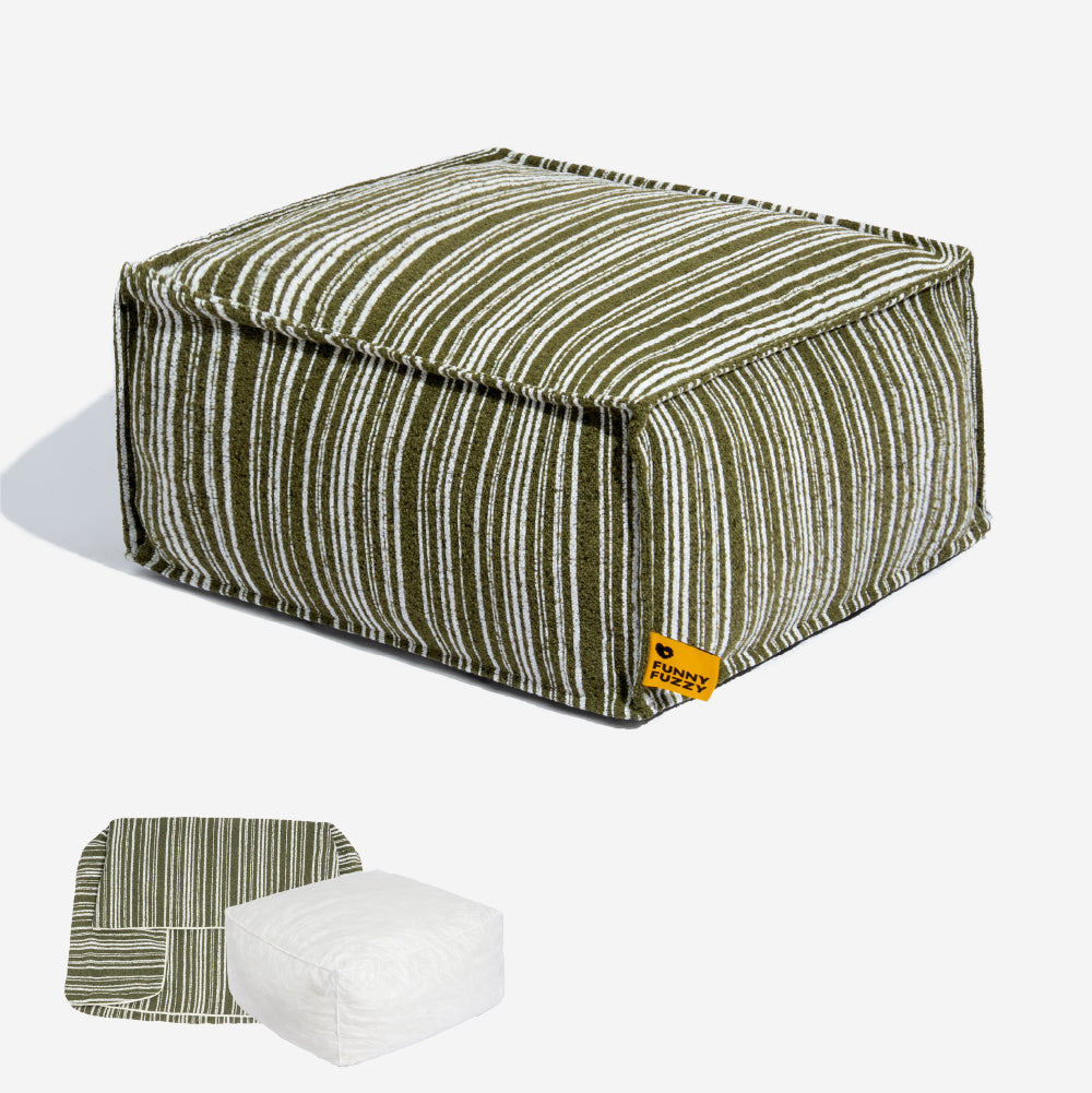Sustainable Storage Pouf Ottoman & Boucle Dog Bed - Funnyfuzzy SnugNest
