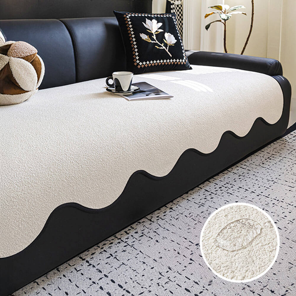 Water-repellent Teddy Fleece Non-Slip Straight Outdoor Garden Sofa Cover