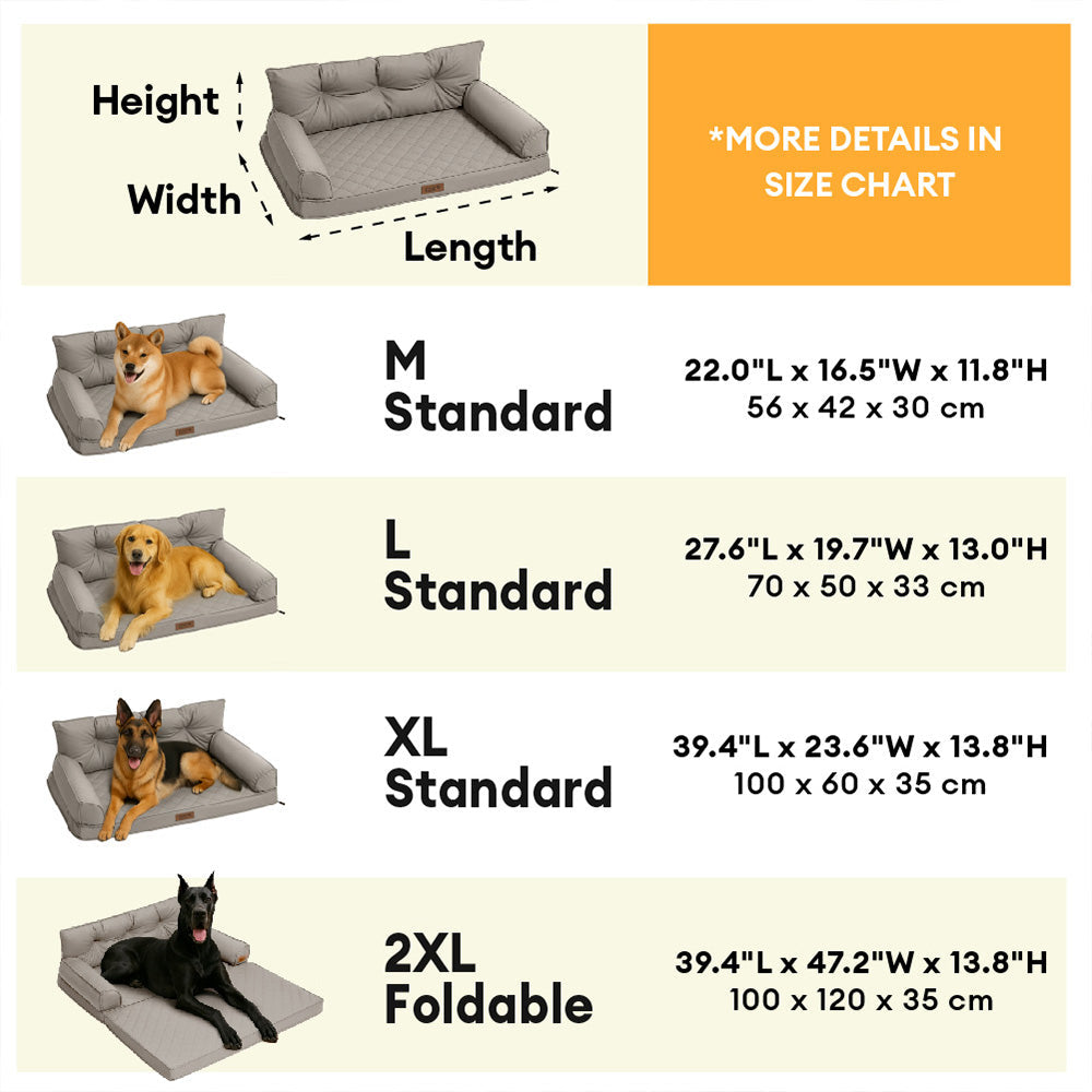 Luxe Faux Leather Foldable Orthopedic Outdoor Large Dog Bed