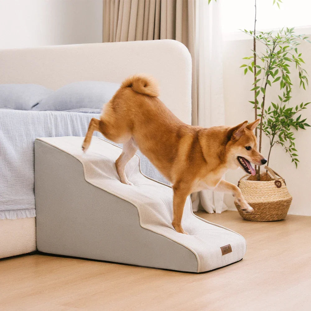 Chenille Extra Wide Non-Slip Removable Sponge Pet Stairs - Pet-Friendly Bedroom