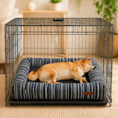 SnugNest Textured Stripe Orthopedic Dog Bed for Crate