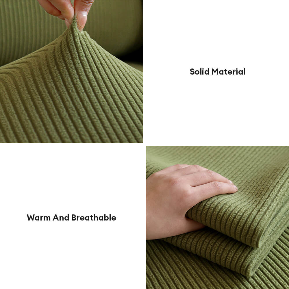 Vertical Stripe Corduroy Anti-Scratch Stretch Full-Cover Outdoor Garden Sofa Cover