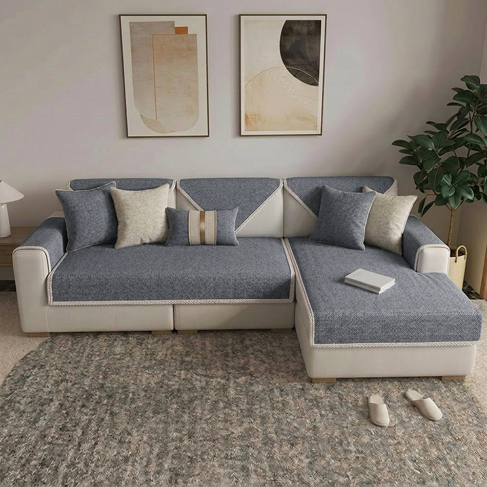 Breathable Woven Cotton Linen Non-Slip Corner Couch Cover
