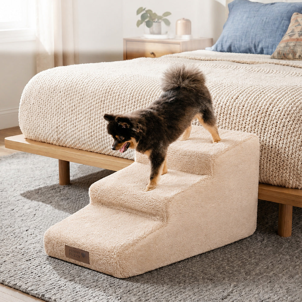 Climbing Aid for Bed and Couch Access Joint Protection Soft Dog Ramp Stairs - Pet-Friendly Bedroom