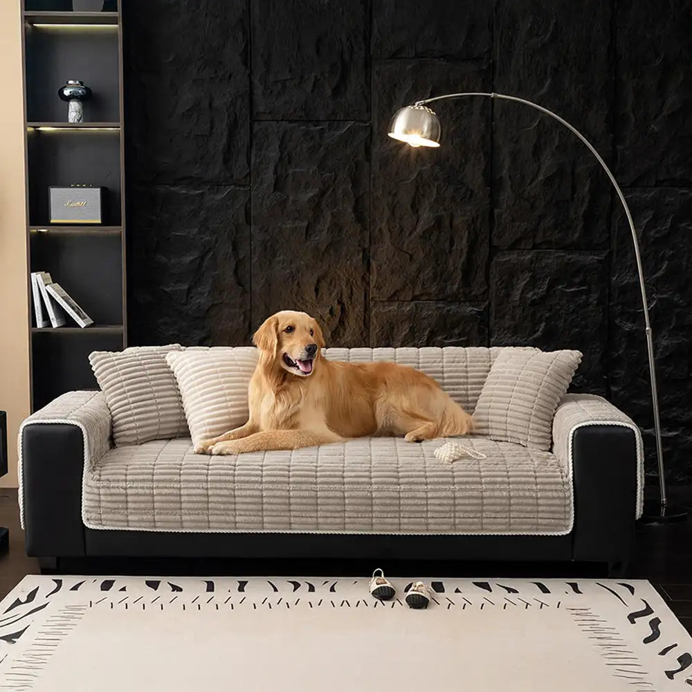 Waterproof One-Piece Cozy Flannel Sofa Protection Non-Slip Corner Couch Cover