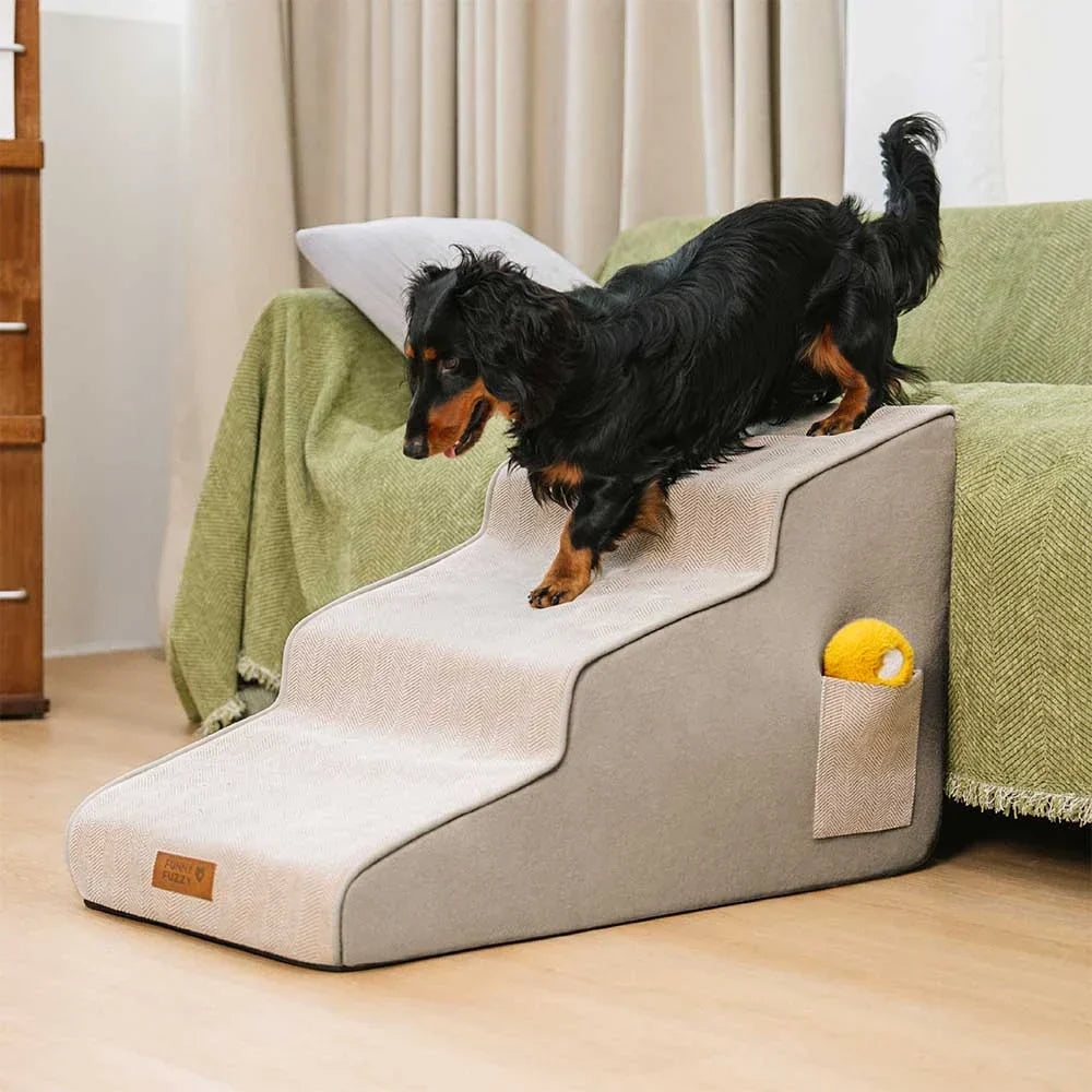 Chenille Extra Wide Non-Slip Removable Sponge Pet Stairs - Pet-Friendly Bedroom