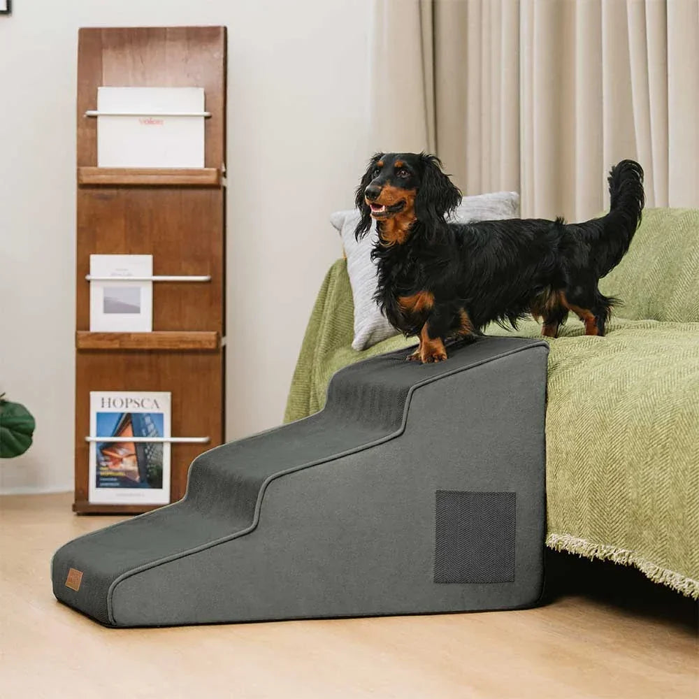 Chenille Extra Wide Non-Slip Removable Sponge Pet Stairs - Pet-Friendly Bedroom