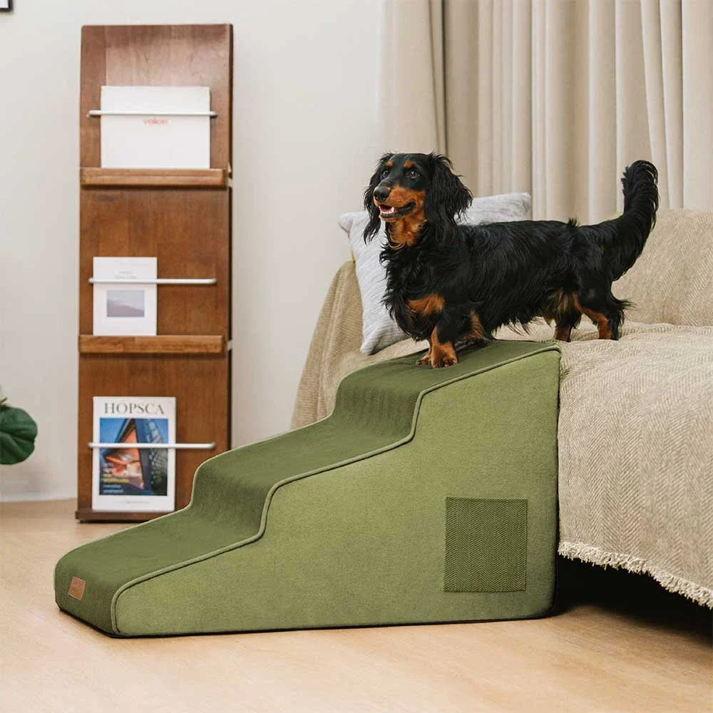 Chenille Extra Wide Non-Slip Removable Sponge Pet Stairs - Pet-Friendly Bedroom