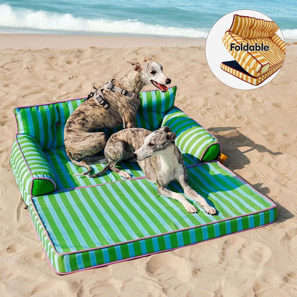 Stripe Waterproof Foldable Large Dog Sofa Bed for Crate