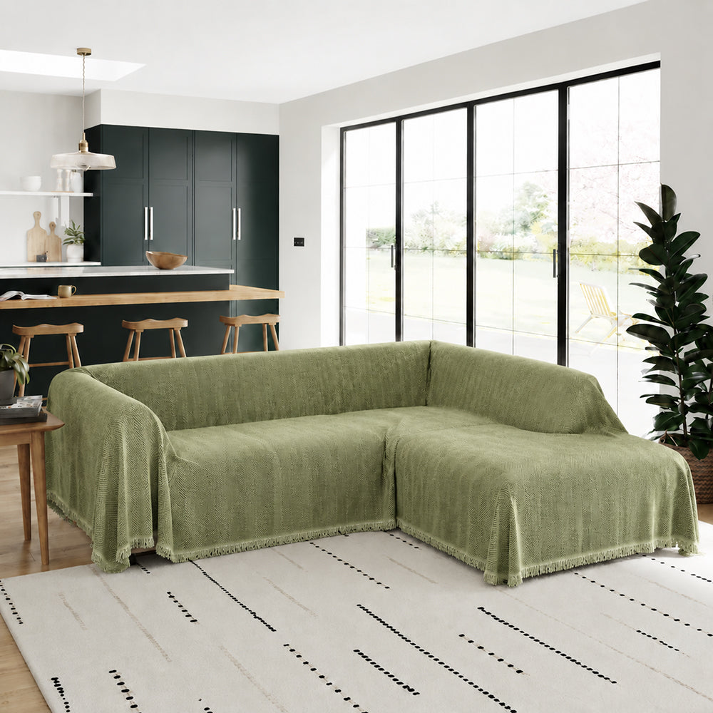 Chenille Blanket Herringbone Tassel Corner Sofa Cover Sofa Throw Blanket