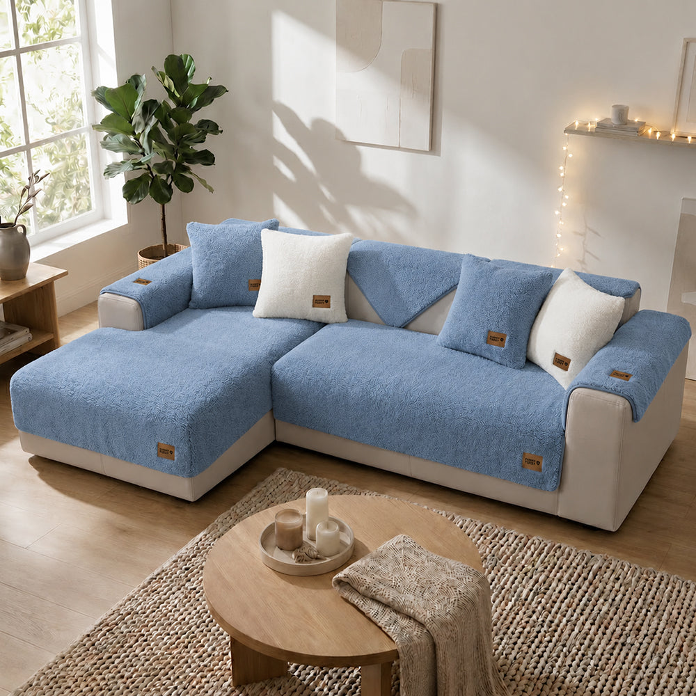 Thick Fuzzy Sherpa Fleece Non-Slip Corner Sofa Cover