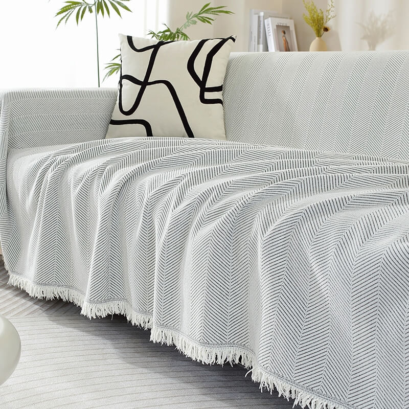 Chenille Blanket Herringbone Tassel Sofa Cover Sofa Throw Blanket