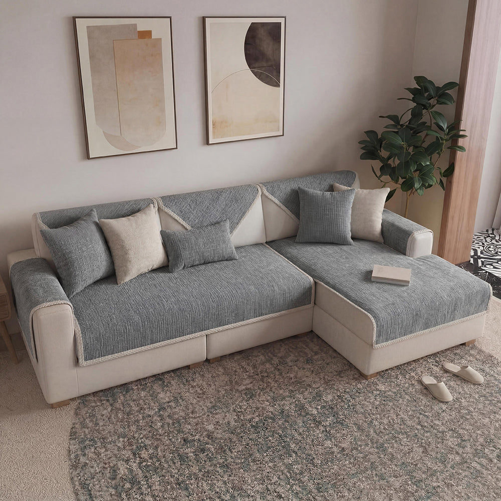 Waterproof Antimicrobial Simple Chenille Fabric Anti-scratch  Corner Couch Cover