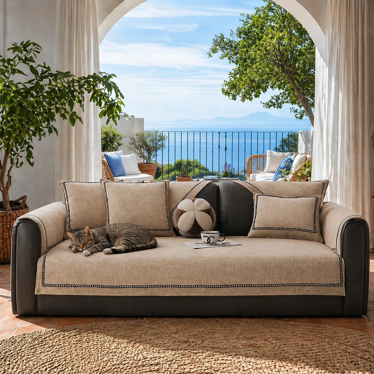 Simple Modern Jacquard High-Weight Non-Slip Chenille Outdoor Garden Sofa Cover