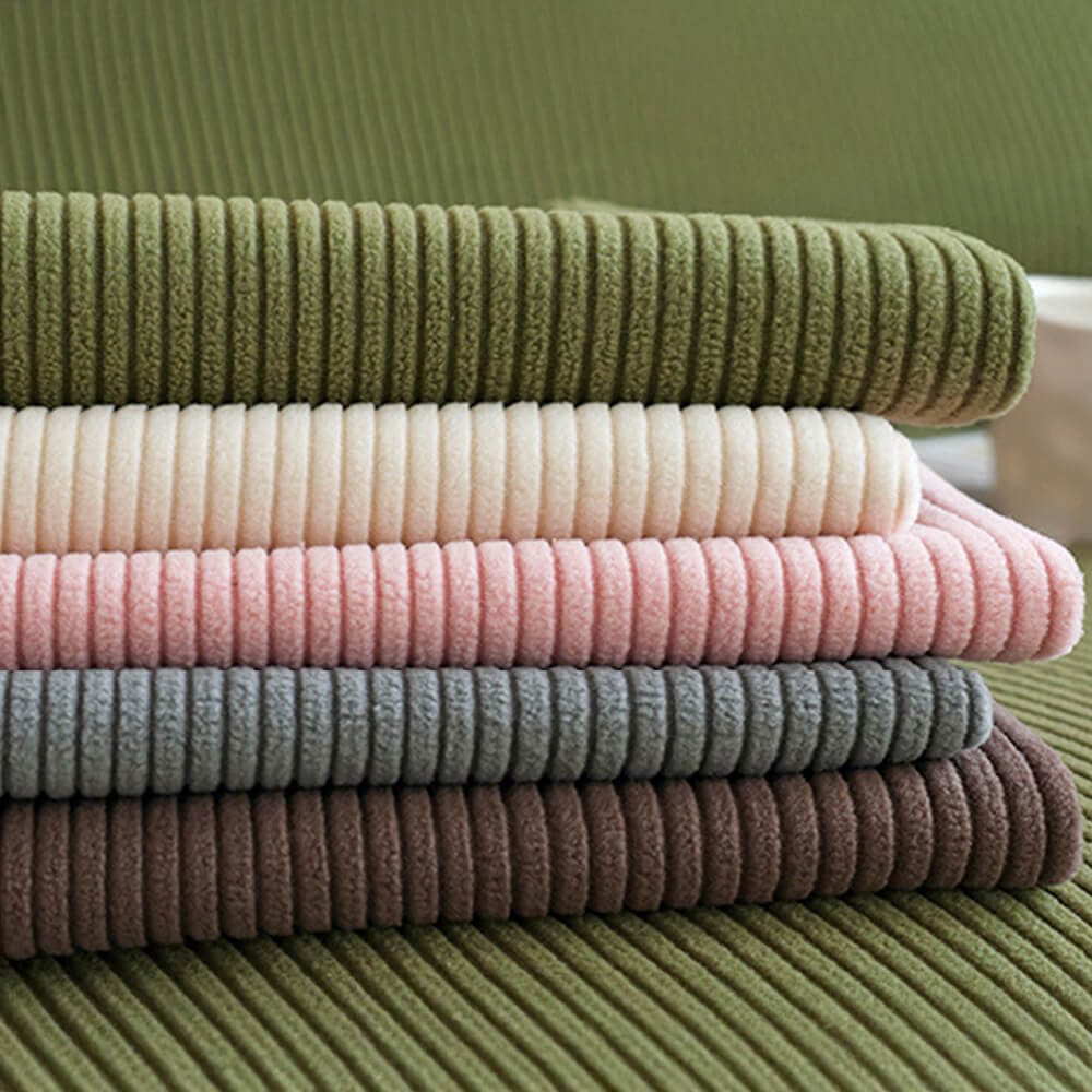 Vertical Stripe Corduroy Anti-Scratch Stretch Full-Cover Corner Sofa Cover