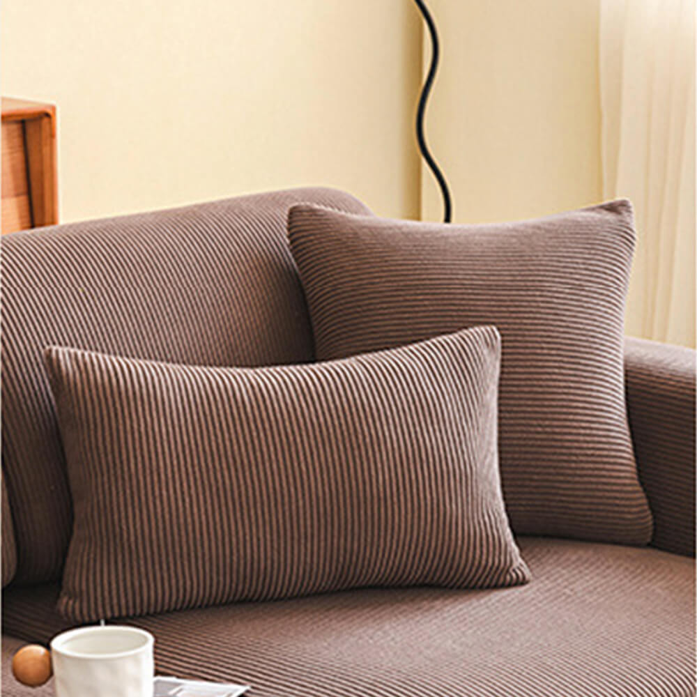 Vertical Stripe Corduroy Anti-Scratch Stretch Full-Cover Outdoor Garden Sofa Cover