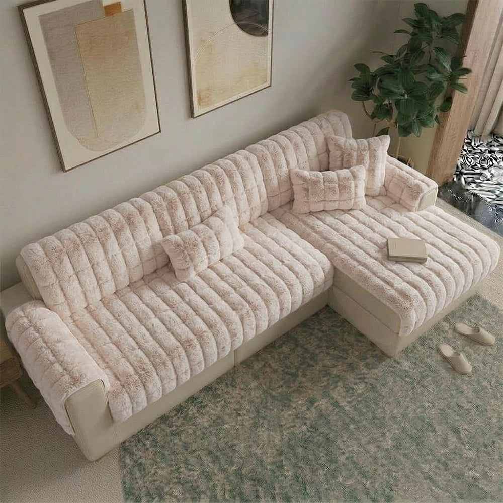 Water-resistant Fluffy Soft Furniture Protector Corner Couch Cover-EverDry